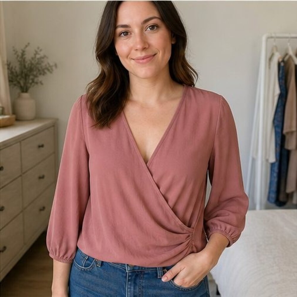 Rust Pleated Blouse - Picture 2 of 6